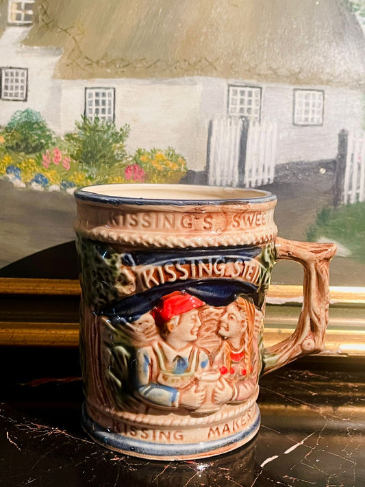 vintagemug, rourneofharlesden, kissingmug, collectibleceramic, britishpottery, romanticdecor, vintagehomepakistan, sunsetkitchen, cottagecoredecor, europottery, rusticstyle, aestheticmug, sunsetshop