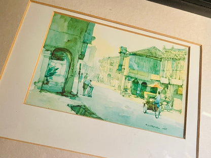 Set of 2 Original Watercolour Frames by Tan Choon Ghee | Penang Street Scene (1978)