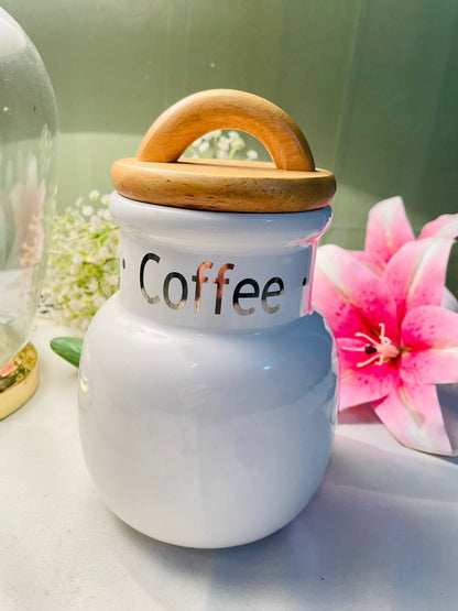 London Pottery Coffee Ceramic Airtight Storage Jar with Wooden Lid 7 inch