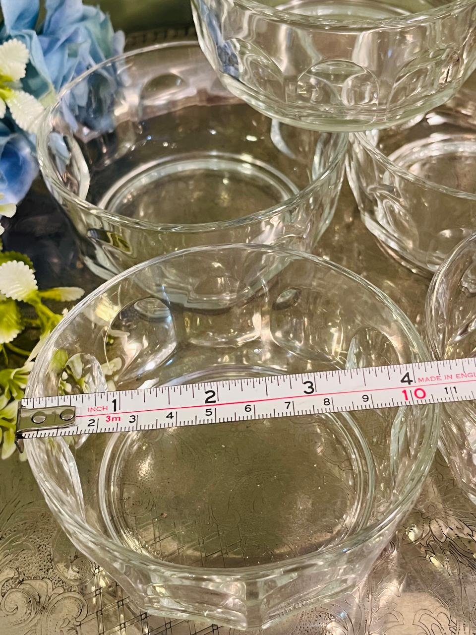 Vintage Pressed Crystal Dessert Bowls Set of 5 – 11 cm