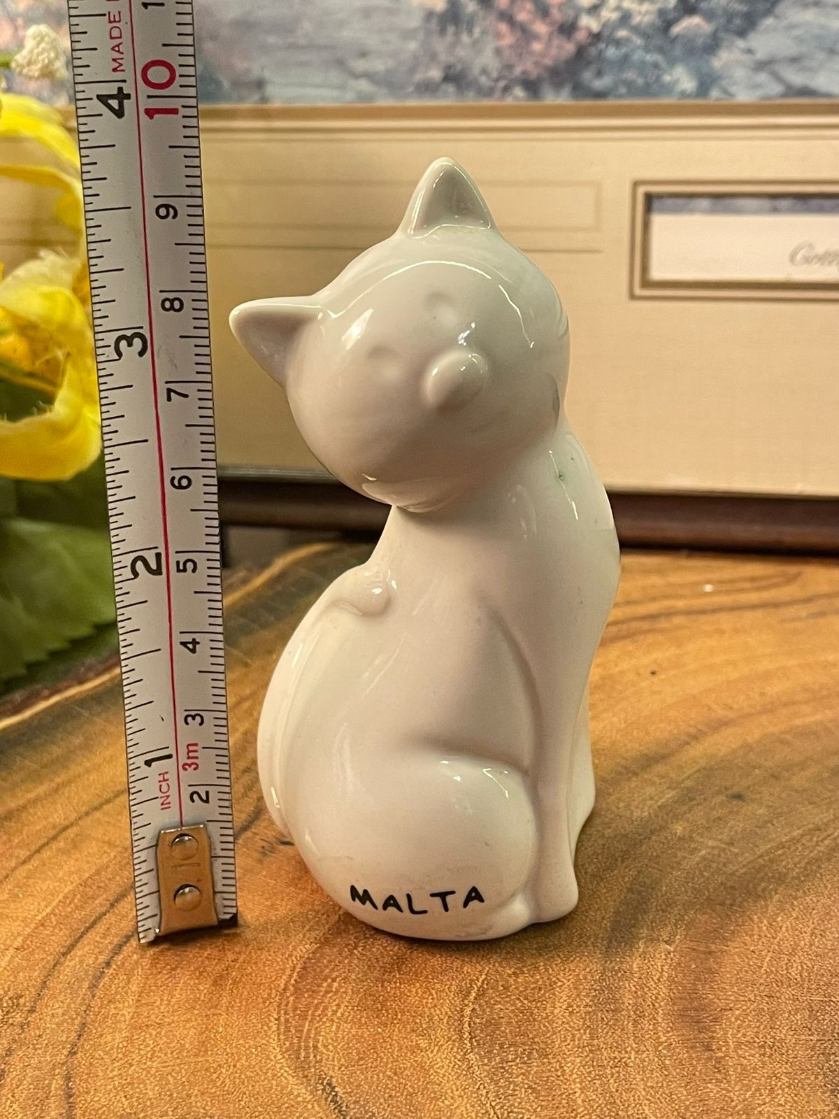Vintage Malta White Porcelain Cat Figurine
