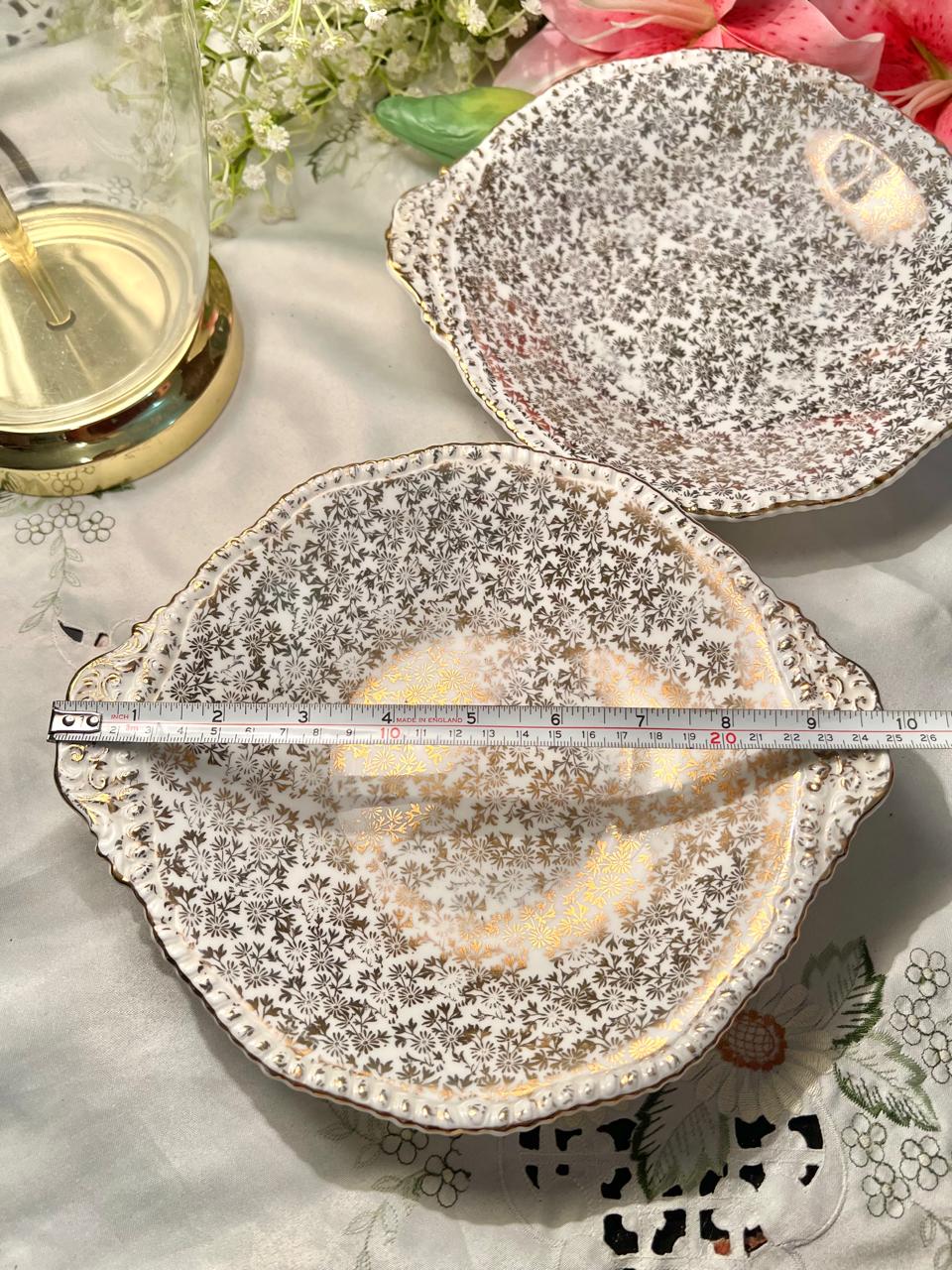 VINTAGE CROWN REGENT BONE CHINA ''GOLD GILT LEAF CHINTZ English Bone China  Serving Plater  – 10 Inch, ( Each)
