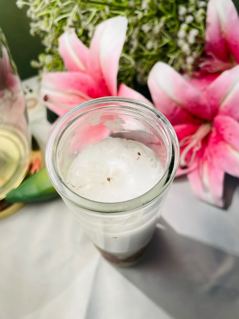 Illustrated Clear Crystal Candle Approx. 19 cm