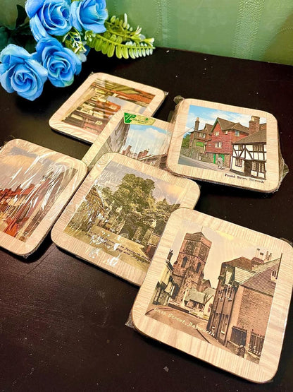 Set of Vintage Petersfield Street Scene Coasters 5 Inch