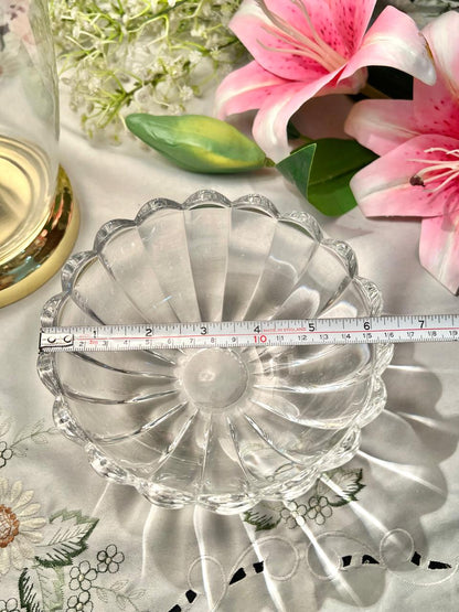 Vintage Clear Crystal Scalloped Large Serving Bowl – 6.5 Inch