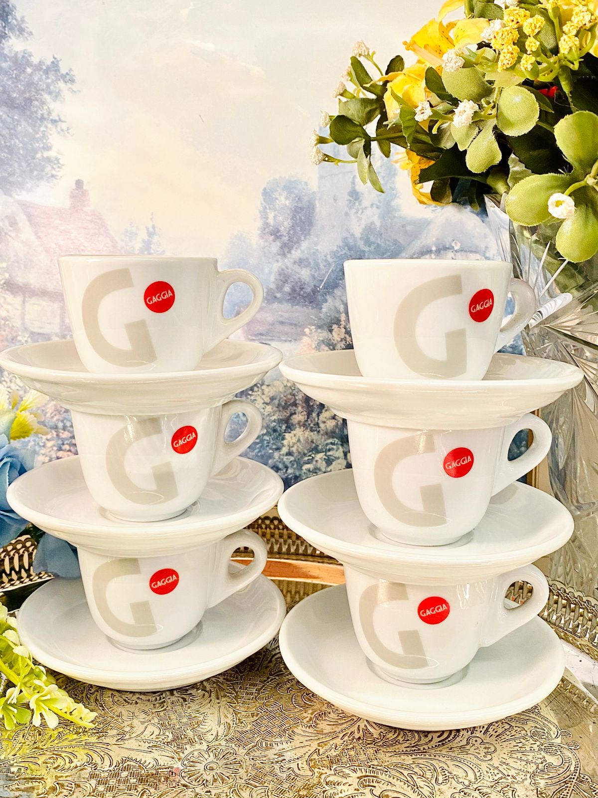 Gaggia Espresso 6 Cup Set – Vintage Café Style Porcelain