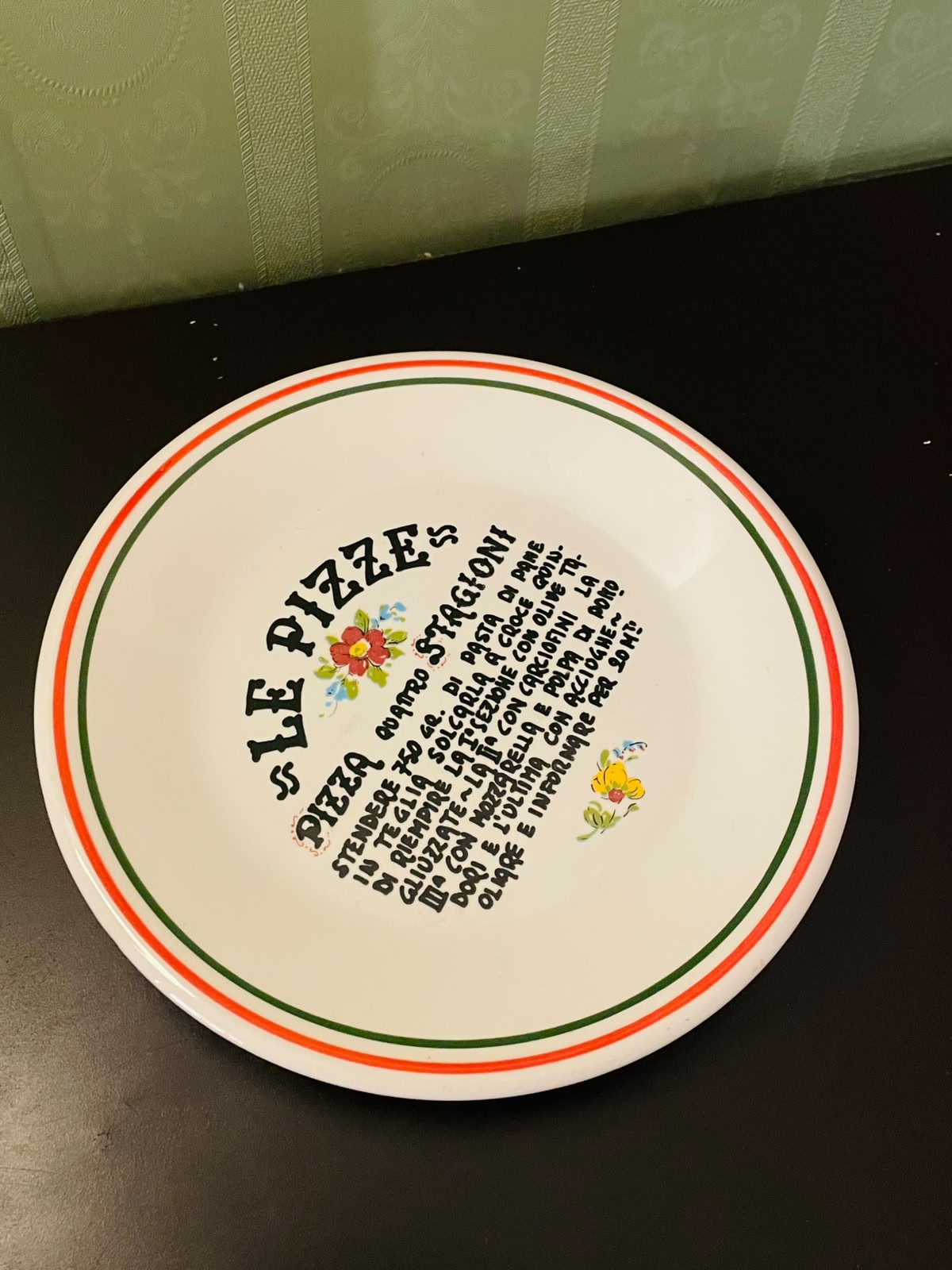 Vintage Italian Le Pizze Pizza Plate 10 Inch Hand Painted