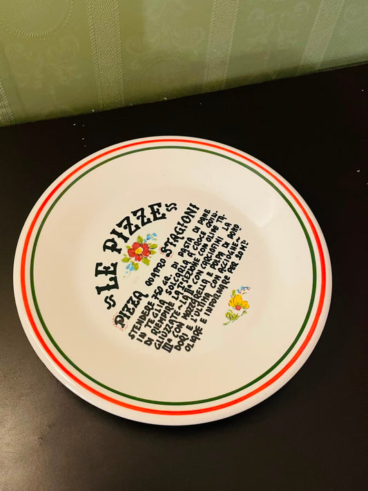 Vintage Italian Le Pizze Pizza Plate 10 Inch Hand Painted