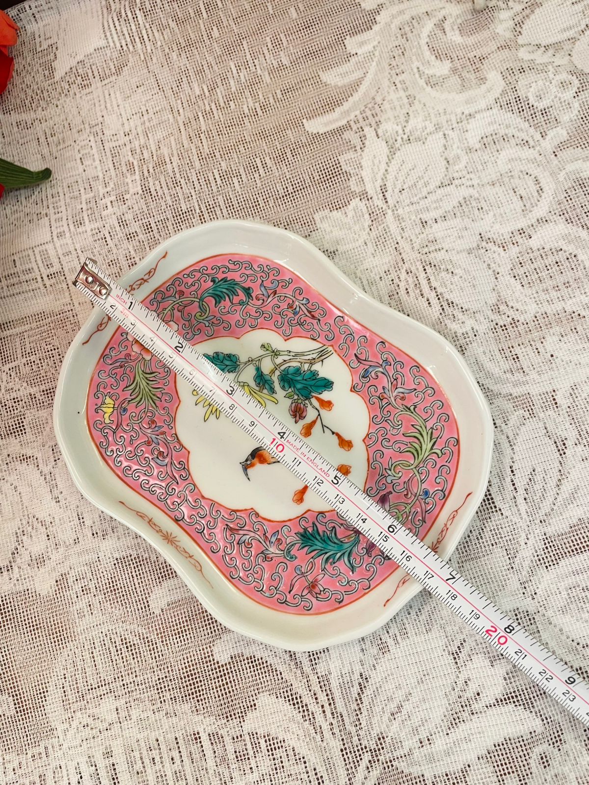 Pink Chinoiserie Bird Decorative Plate 6.5 inch