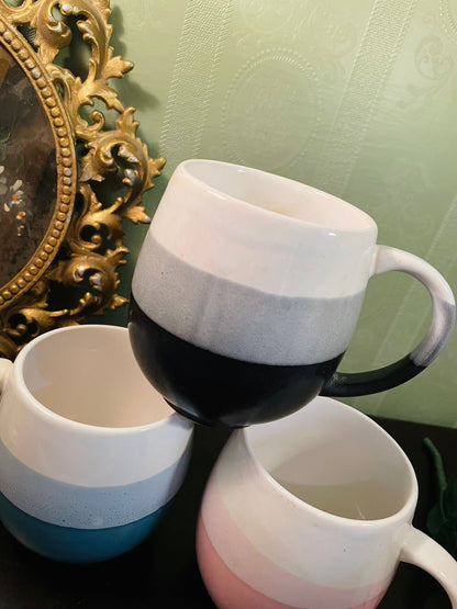 Vintage Ombre Ceramic Mug Set 4 Inch Cottage Kitchen