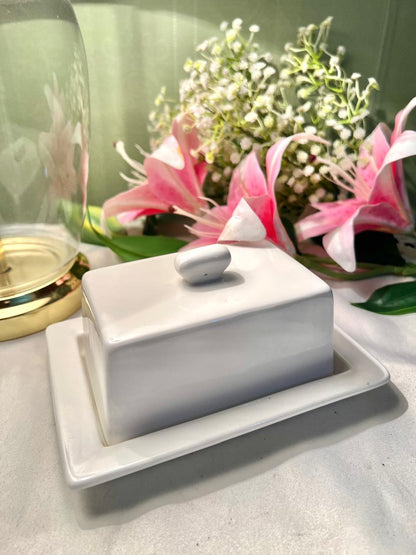 Maxwell & Williams White Basics Porcelain Rectangular Butter Dish With Lid