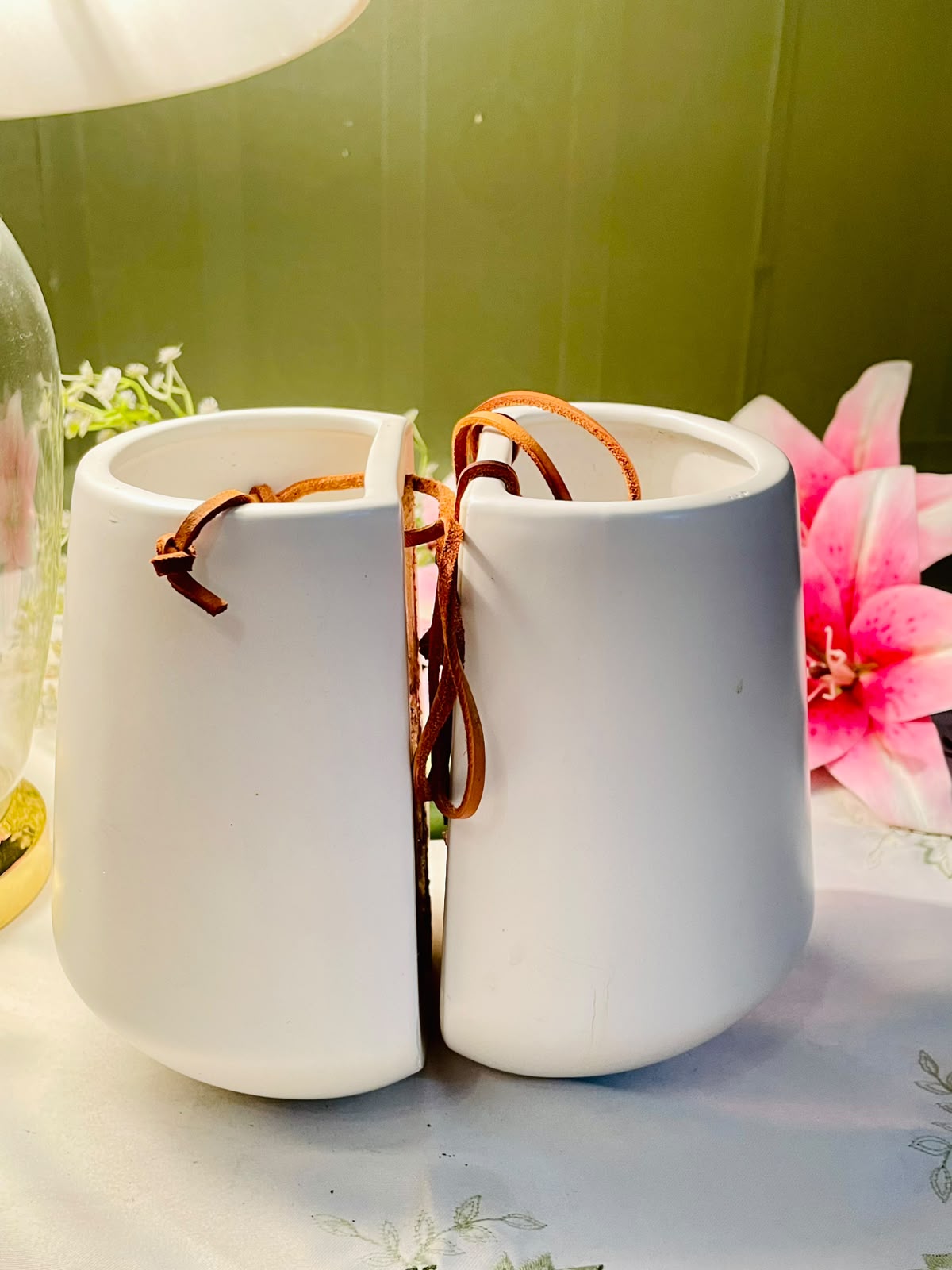 Present Time White Ceramic Hanging Planters – Set of 2