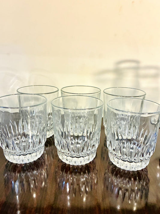 Vintage Bohemia Crystal Glasses – Set of 6, Textured Design