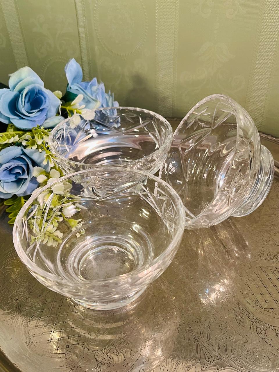Vintage Cut Crystal Dessert Bowls Set of 3 – 11 cm