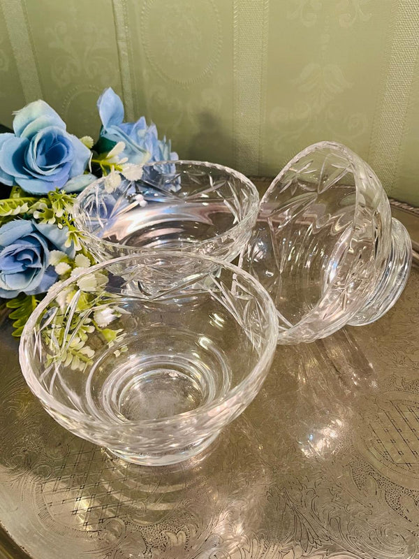 Vintage Cut Crystal Dessert Bowls Set of 3 – 11 cm