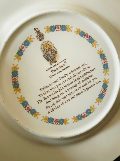 Royal Doulton Bunnykins Christening Plate – 1986 Fine Bone China – Nursery Gift Collectible