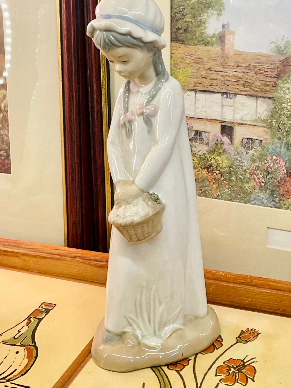 Porcelanas Torralba Spain Figurine – 11” Girl with Basket Decor