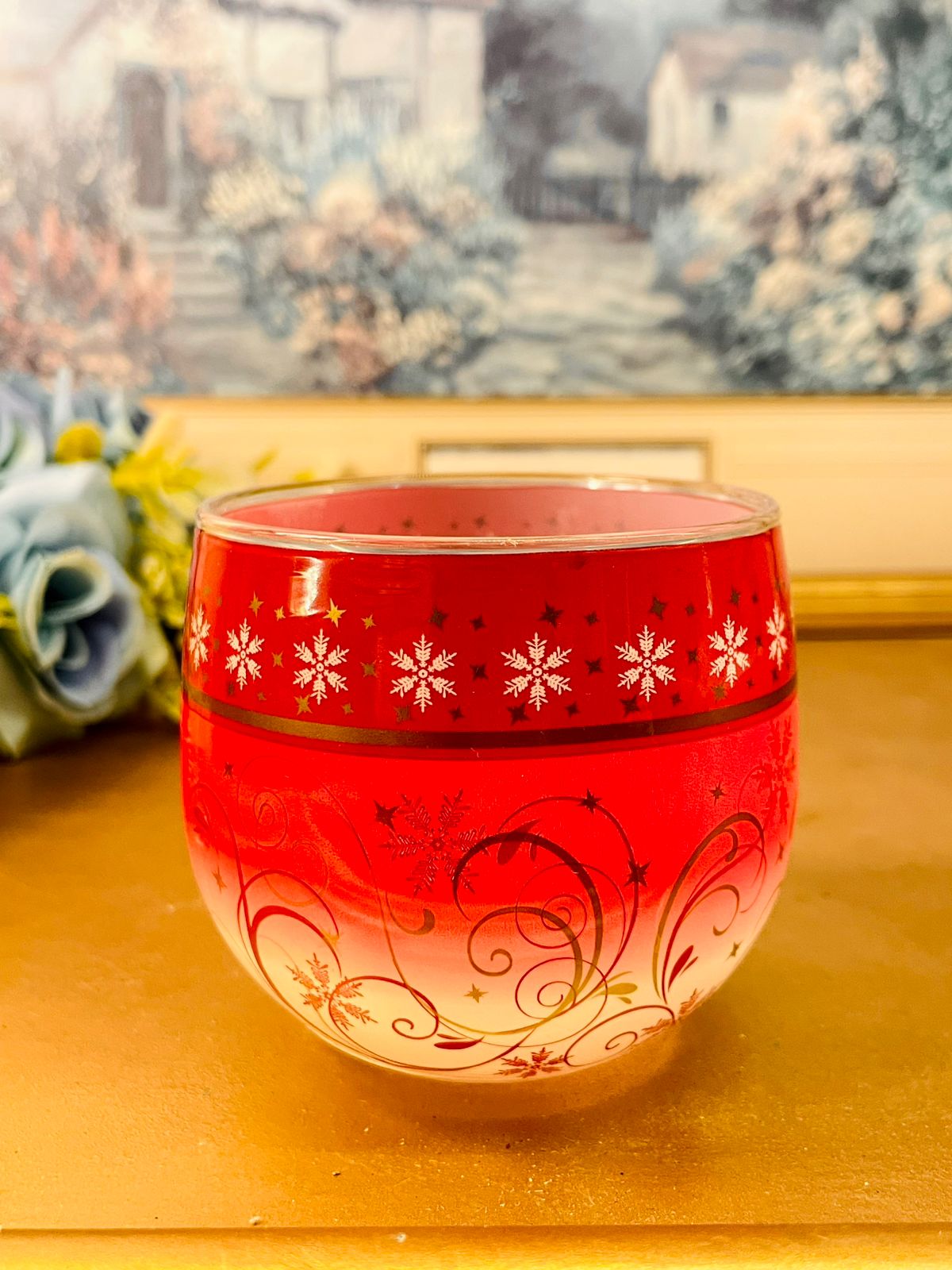 Glade Red Frosted Glass Candle Holder