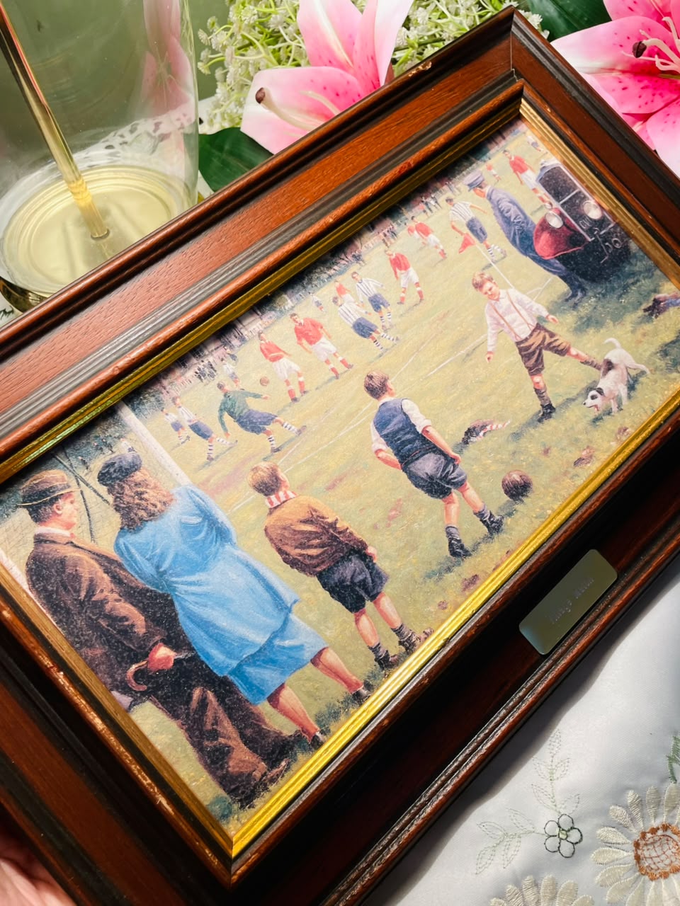 Village Match Sports Scene Framed Print Approx. 38 cm