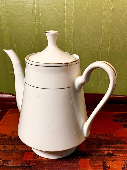 Crown Ming Fine China Coffee Pot with Gold Trim