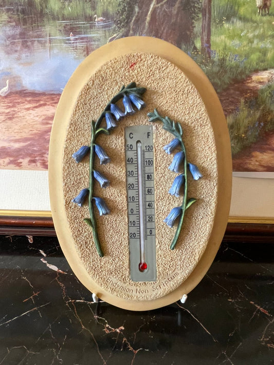 Victorian wooden wall plaque, vintage wall thermometer England, floral wooden wall décor, rare thrift finds Pakistan, Victorian style home décor, antique wall plaque with thermometer, heritage European wall décor, collectible vintage wooden plaque, timeless Victorian wall accent, curated vintage collection Pakistan