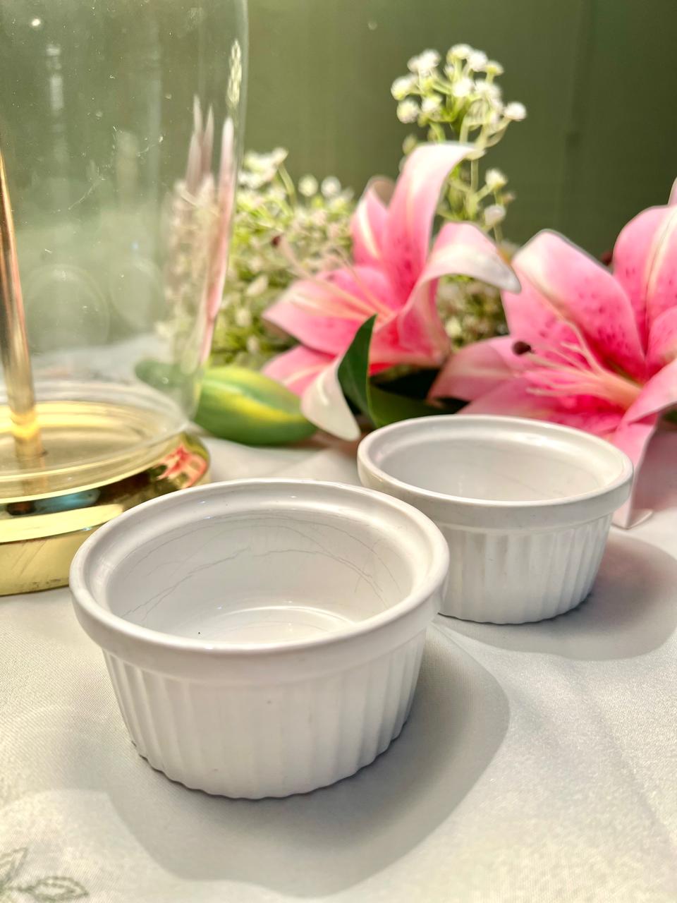 White Oven-Safe Ramekin Bowls – 2 Piece, Approx. 8 cm