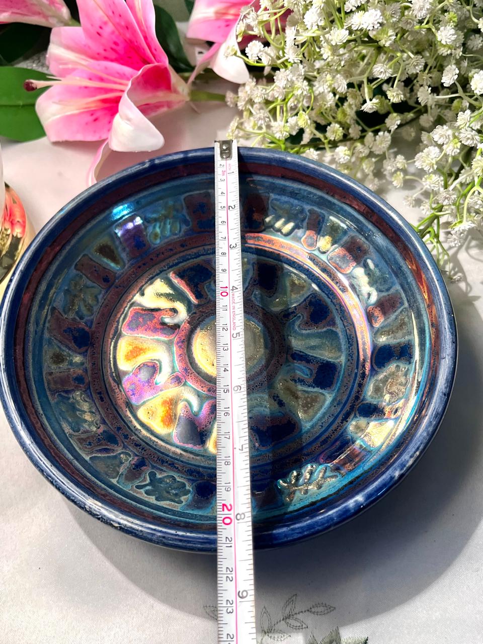 Blue Iridescent Decorative Wall Plate 8 Inch Made in England