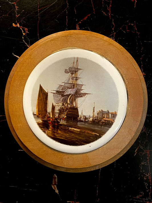 Vintage Nautical Ship  – Wooden Framed Coastal Wall Decor