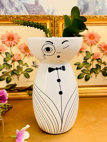 Cute Face Ceramic Planter Vase Quirky Decor Pot
