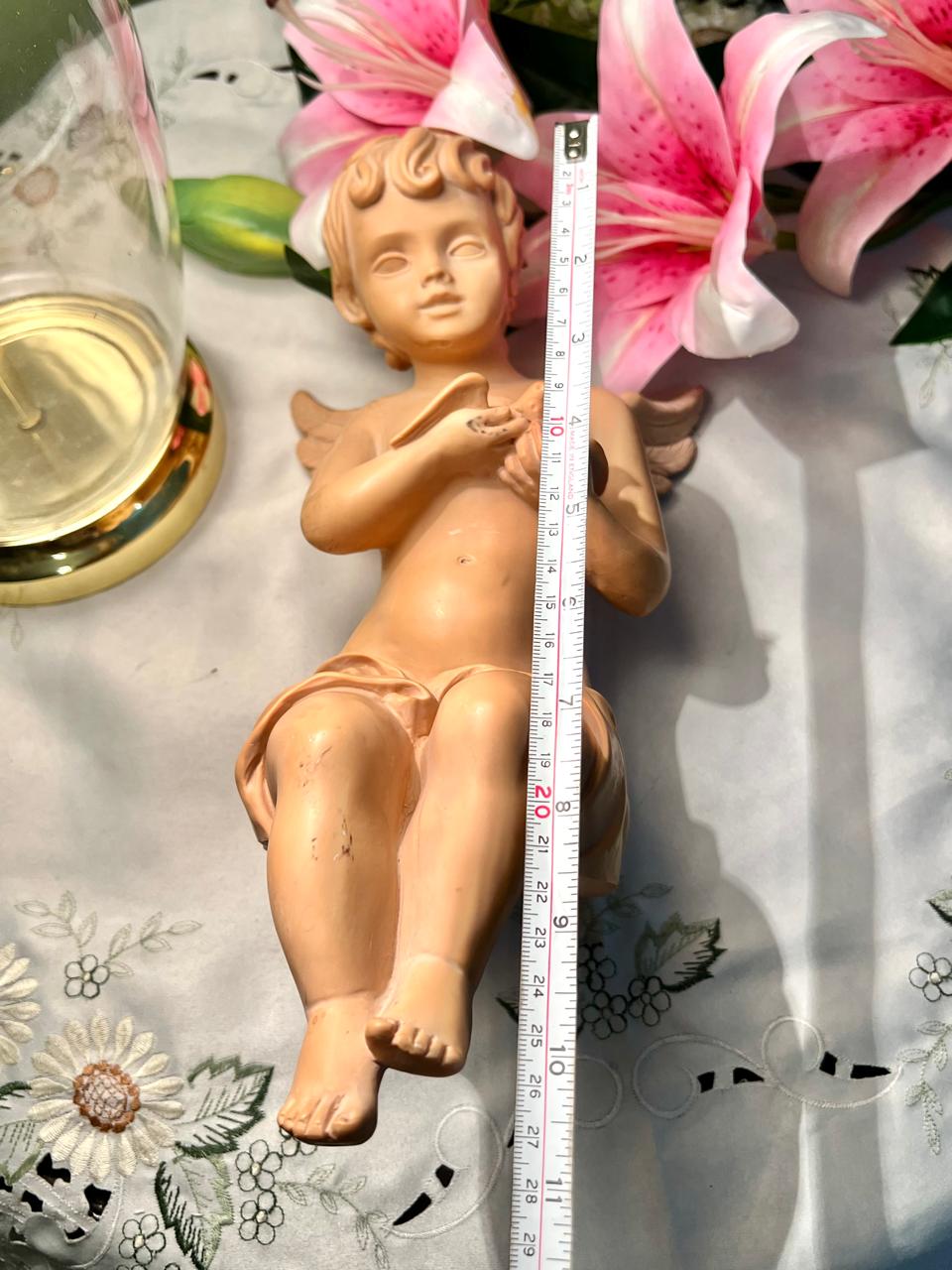 Cherub Angel Figurine with Bird 27 cm