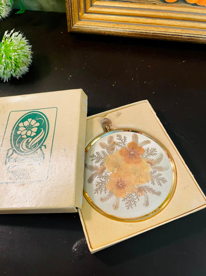 Vintage Pressed Flower Hanging Frame 6 Inch with Original Box