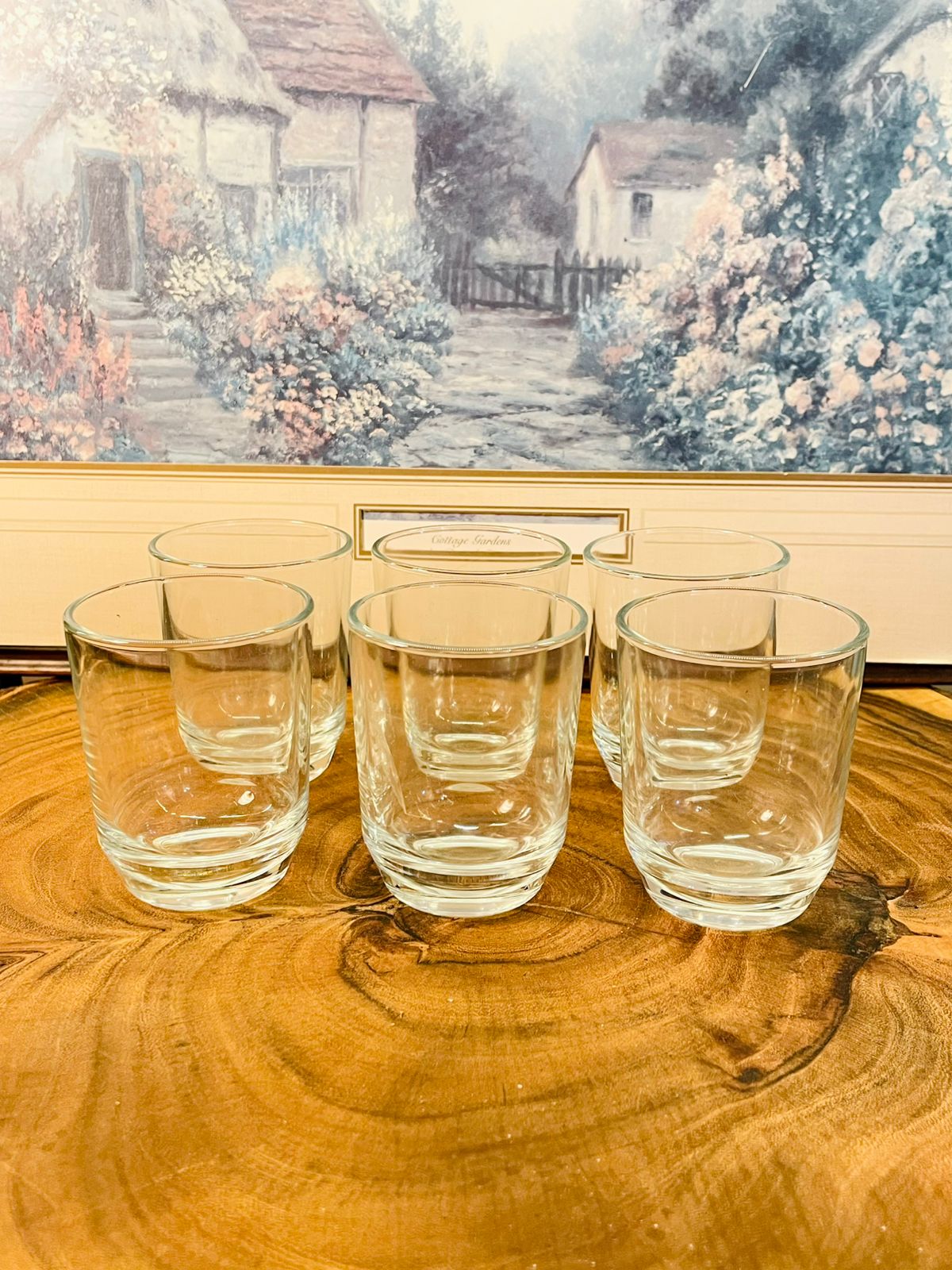 Set of 6 Vintage Clear Glass Set – Minimalist Everyday Drinkware
