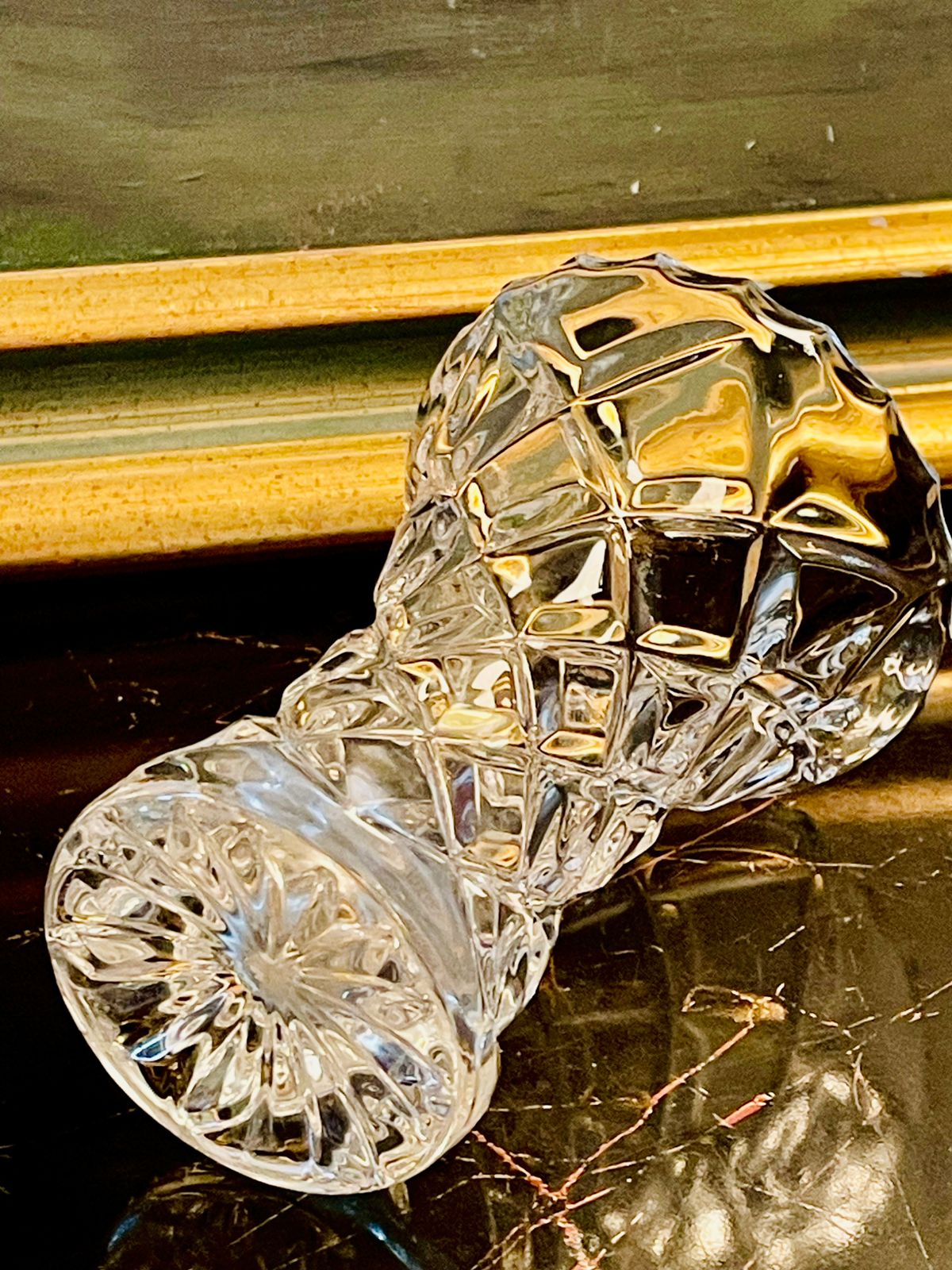 Small Cut Crystal Bud Vase – Diamond Pattern Vintage English Glass