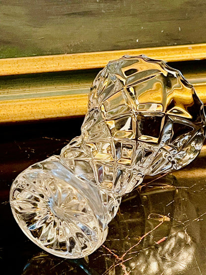 Small Cut Crystal Bud Vase – Diamond Pattern Vintage English Glass