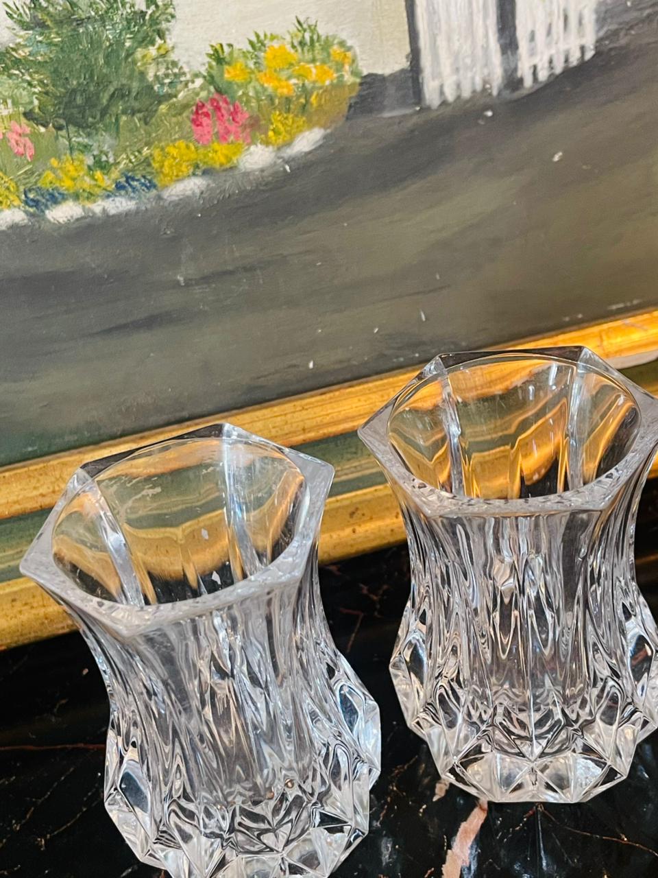 Set of 2 – Vintage Cristal D’Arques France Lead Crystal Mini Bud Vases