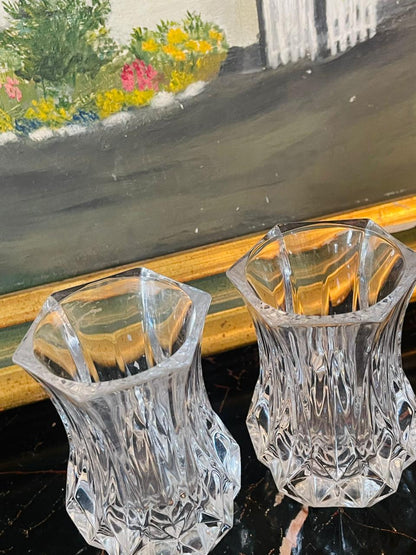 Set of 2 – Vintage Cristal D’Arques France Lead Crystal Mini Bud Vases