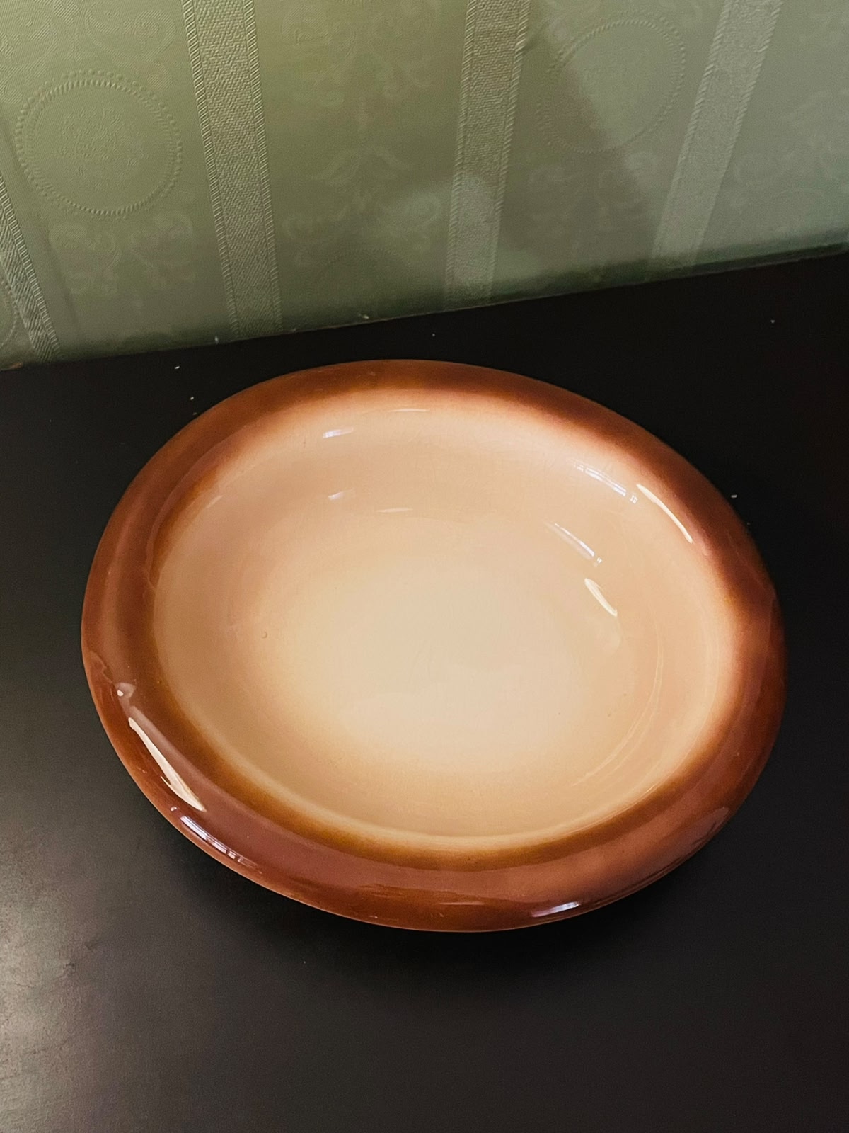 Vintage Brown Ombre Ceramic Serving Bowl 11 Inch