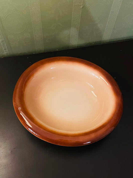 Vintage Brown Ombre Ceramic Serving Bowl 11 Inch