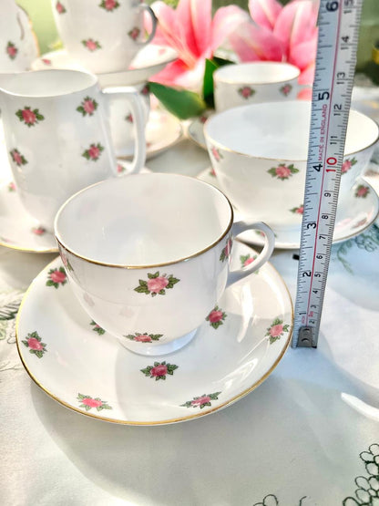 Vintage Pink Rose Tea Set with Gold Trim England