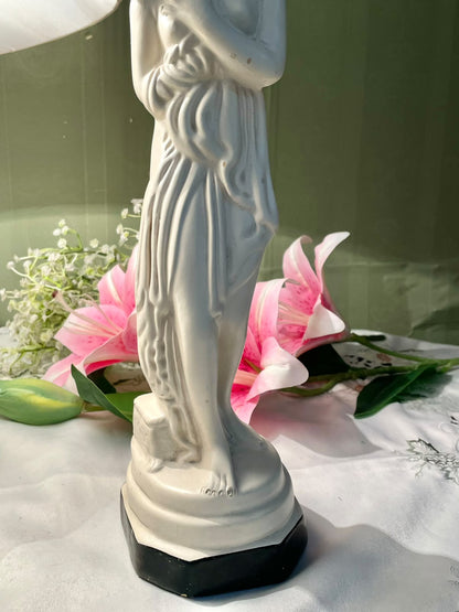 RARE FIND White Classical Lady Figurine / Sculpture on Black Base – Approx. 35 cm