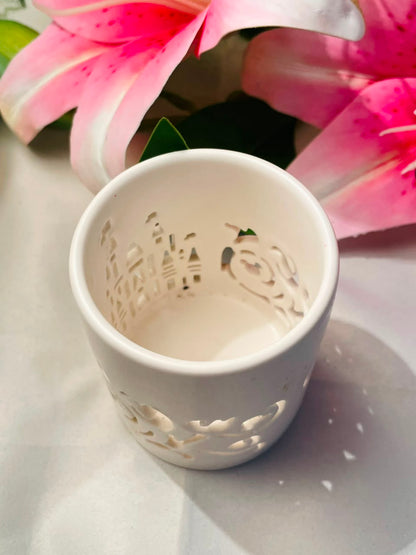 Disney Parks White Cutout Candle Holder Approx. 8 cm