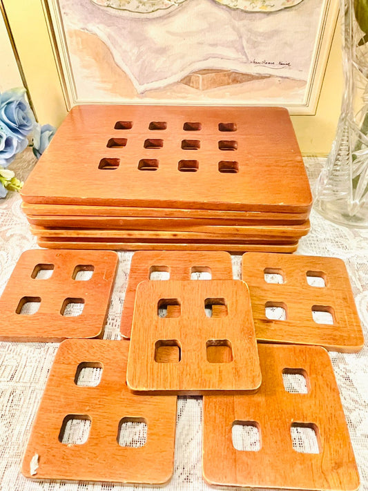 Handcrafted Wooden Coaster Set – Natural Wood Trivets