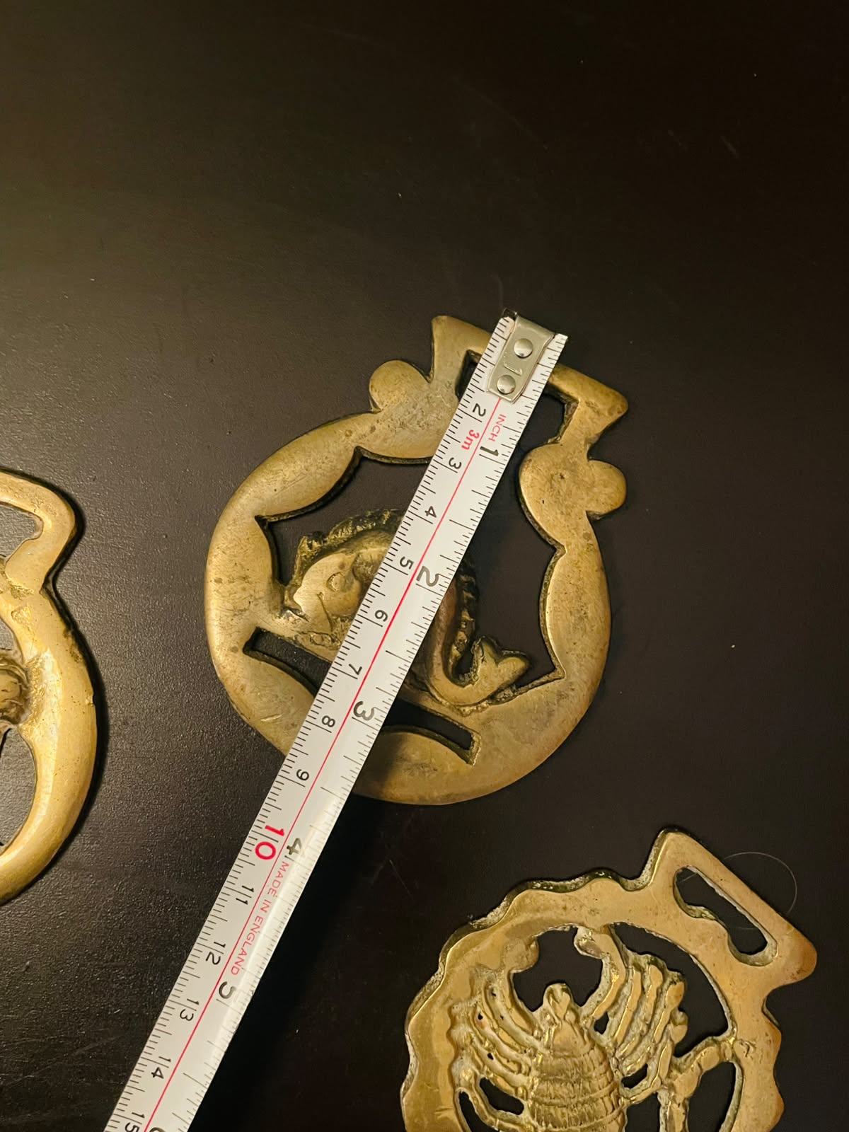 Vintage Brass Zodiac Horse Medallions Set of 3