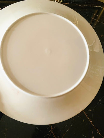 Vintage Hand-Painted Fish Plate – Large decor Plate – Green & Gold Ornate Border Fine Bone China, England