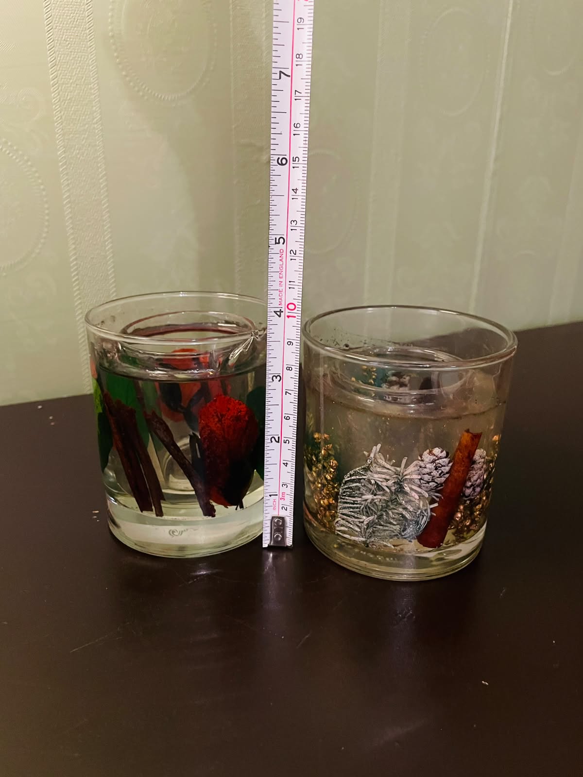 Set of 2 Decorative Botanical Gel Candles 4" Glass Holders