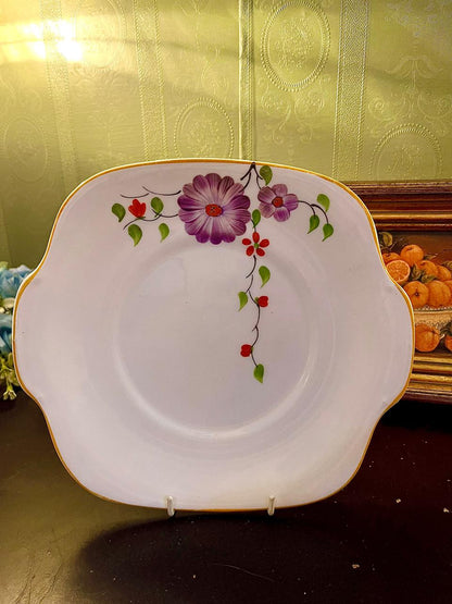 Vintage Floral Square Ceramic Serving platter  – 9 Inch