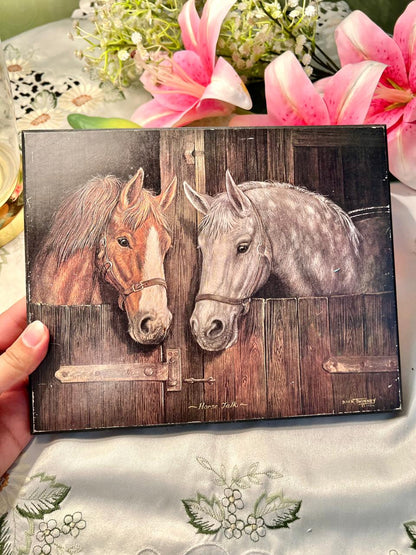 Dick Twinney “Horse Talk” Equestrian Wall Plaque 10"