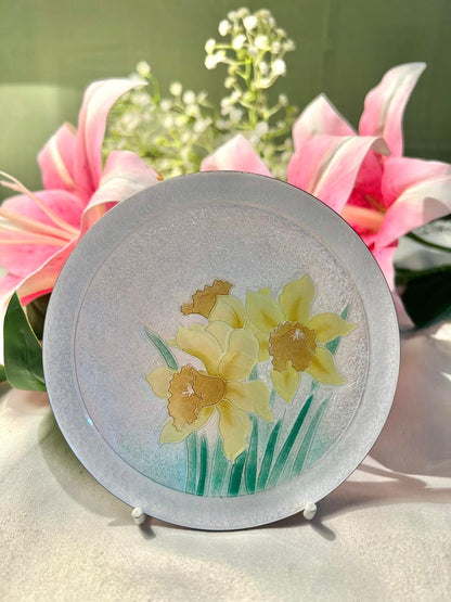 Ando Cloisonné Yellow Daffodil Decorative Plate – 5 Inches