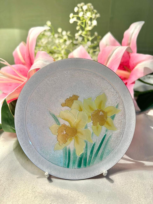 Ando Cloisonné Yellow Daffodil Decorative Plate – 5 Inches