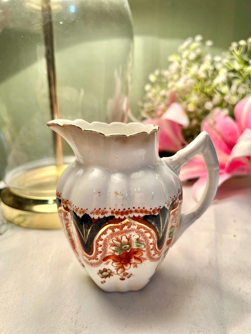 Vintage Floral Scalloped Milk Jug 4 Inch